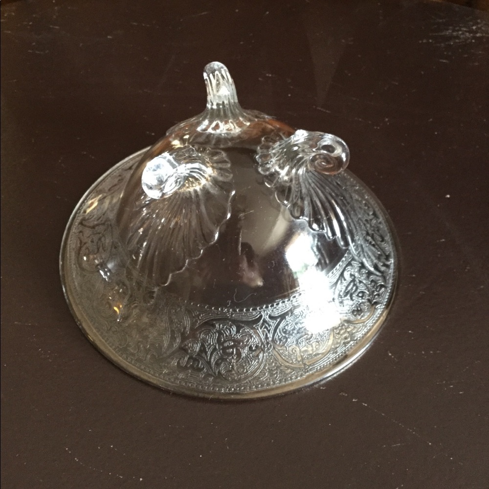 Antique Mid-Century 1950s footed Candy Glass Dish - Picture 6 of 8